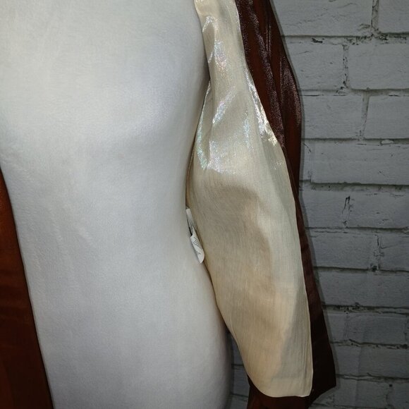 SEE YOU SOON SATIN COPPER COLORED LINED BLAZER WOMENS SIZE XS - Picture 4 of 8